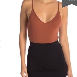 bp ribbed knit v neckline thong bodysuit